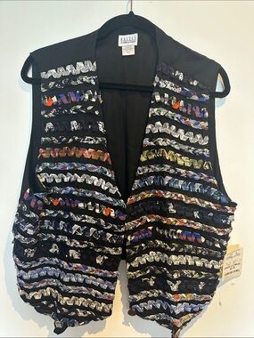 Halsey Collection Vintage Black Embellished Woven Vest from Loehmann’s